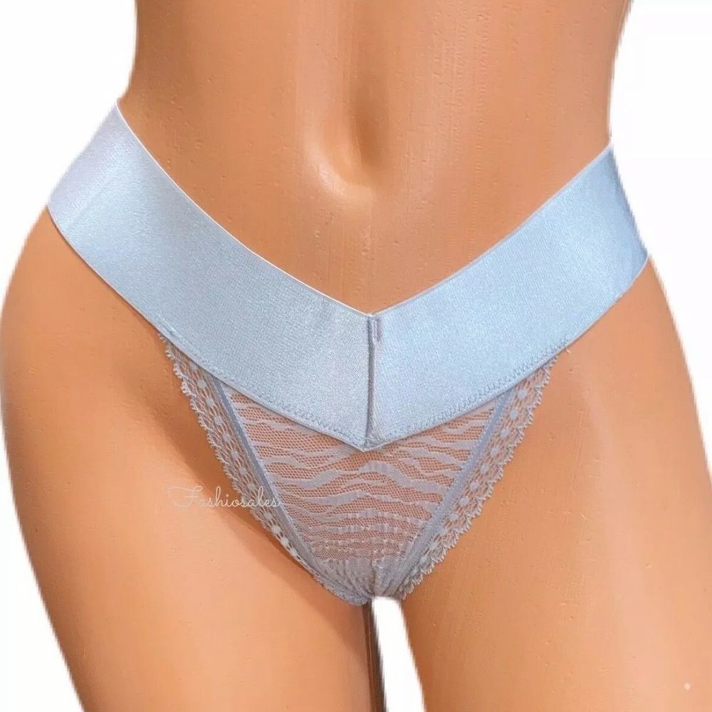 Victoria’s Secret Sexy Zebra Lace High-Leg Thong Panty silver Medium XLarge